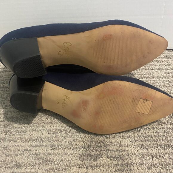 Boden | Navy Blue Suede Western Stretch Booties Heel Ankle - Picture 8 of 8